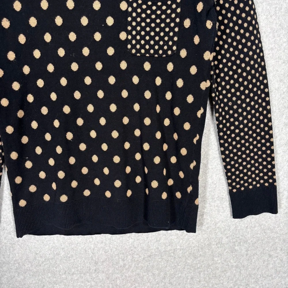 Black Tan Polka Dot Sweater Medium Neutral Maximalism Quirky Twee Loud Luxury - Picture 3 of 10